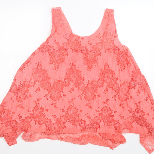 Preworn Womens Pink Floral  Basic Blouse Size L