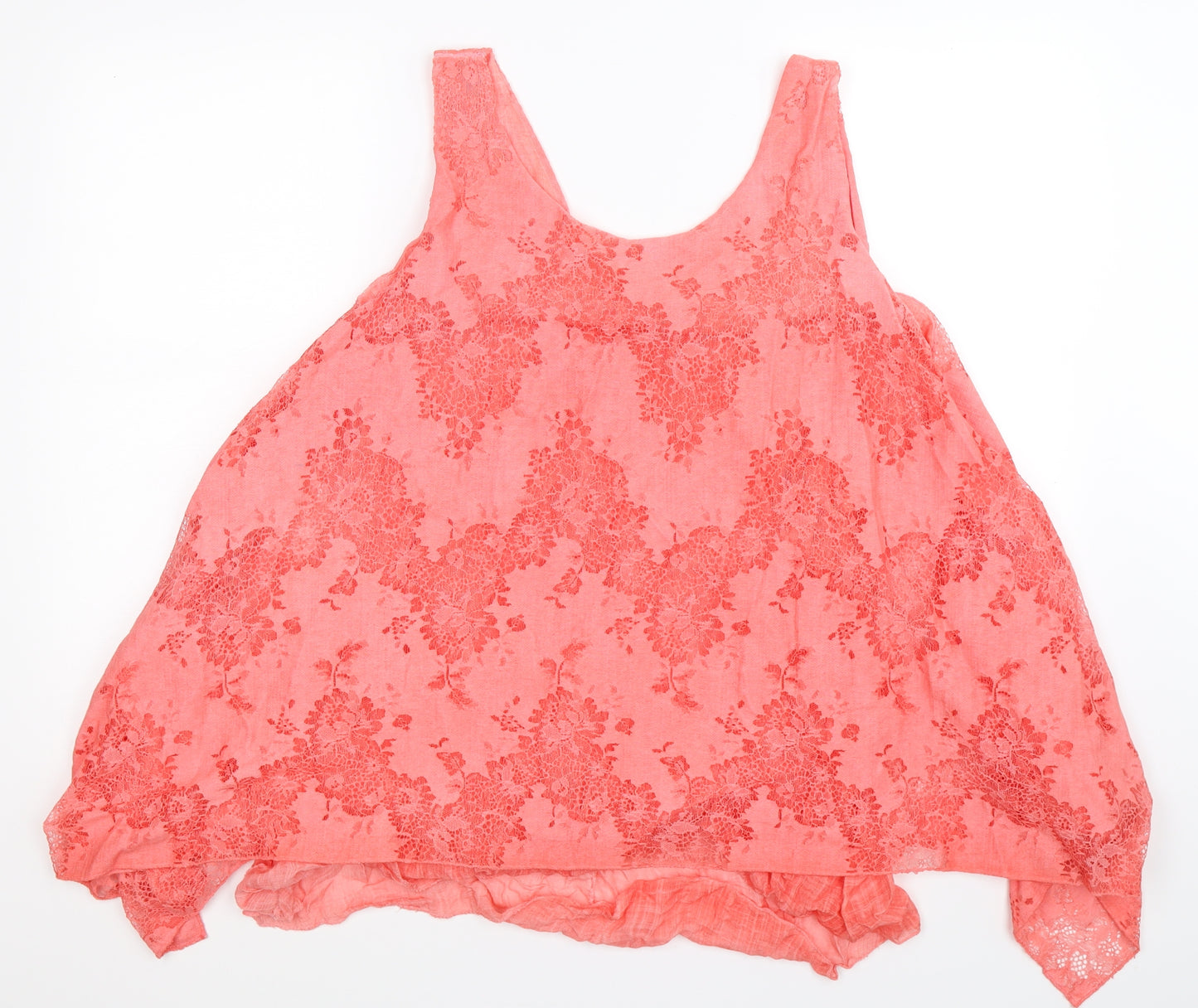 Preworn Womens Pink Floral  Basic Blouse Size L