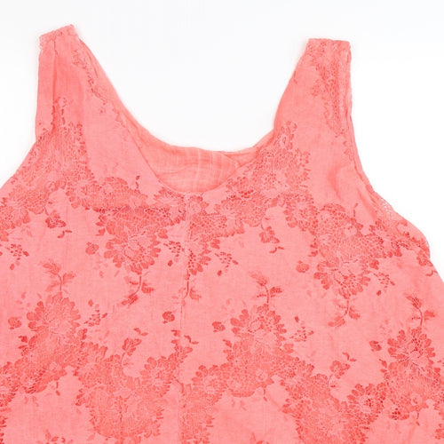 Preworn Womens Pink Floral  Basic Blouse Size L