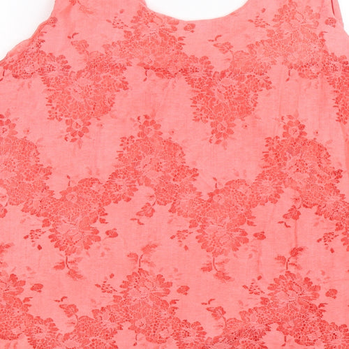Preworn Womens Pink Floral  Basic Blouse Size L