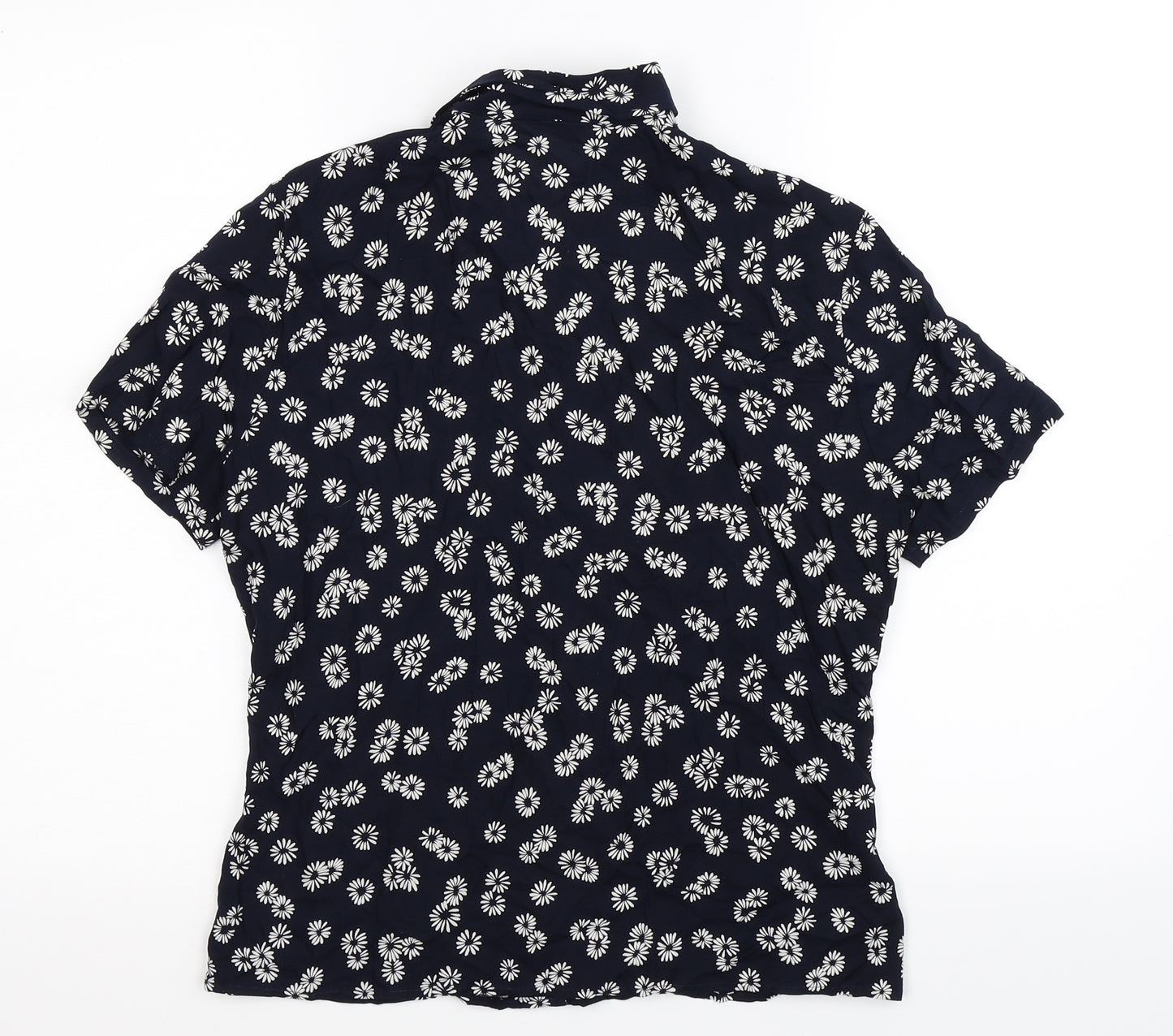 St Michael Womens Blue Floral  Basic Button-Up Size 12