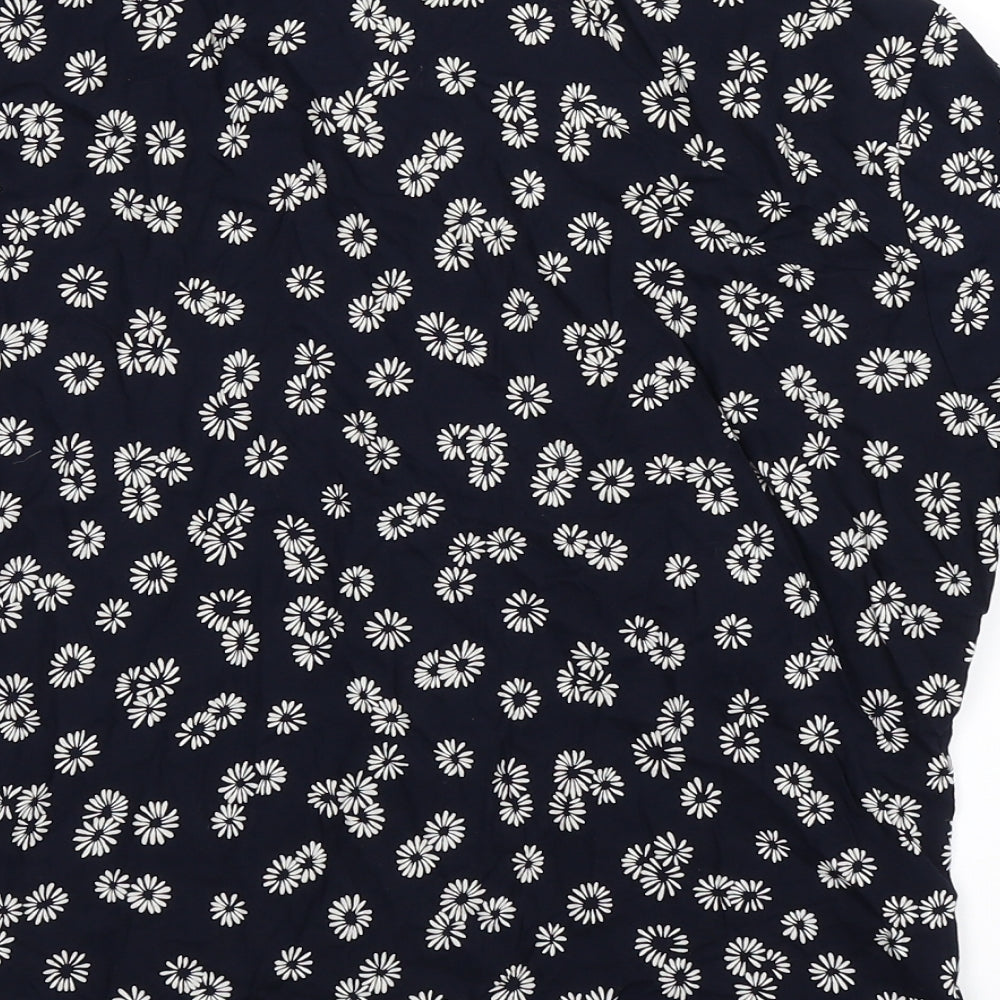 St Michael Womens Blue Floral  Basic Button-Up Size 12