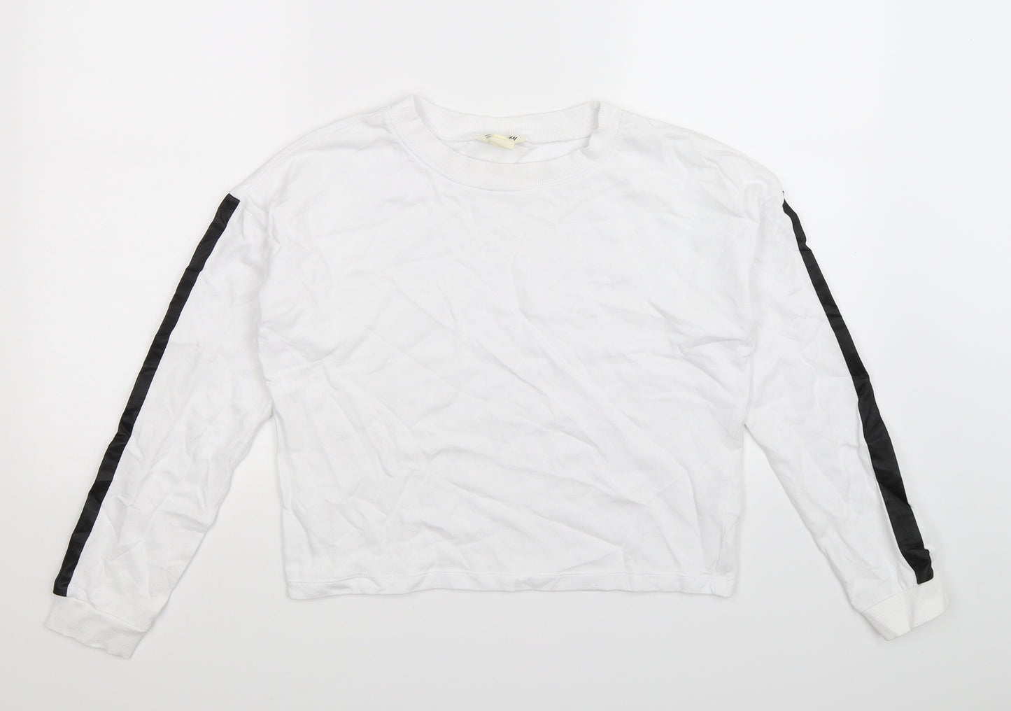 H&M Girls White Striped  Pullover Sweatshirt Size 13-14 Years