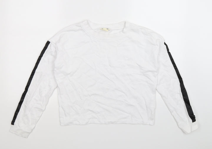 H&M Girls White Striped  Pullover Sweatshirt Size 13-14 Years