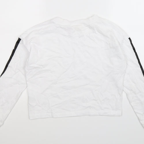H&M Girls White Striped  Pullover Sweatshirt Size 13-14 Years