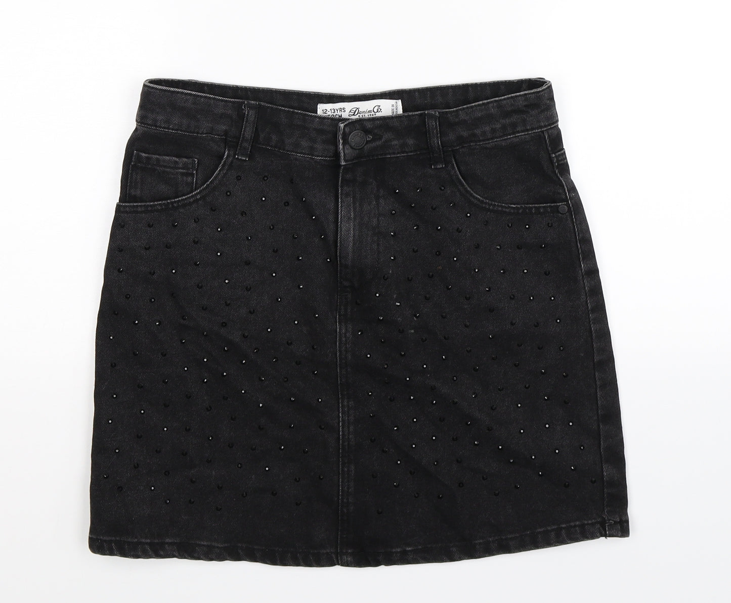 Denim Co Girls Black  Denim Straight & Pencil Skirt Size 12-13 Years