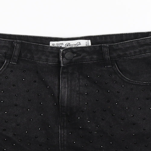 Denim Co Girls Black  Denim Straight & Pencil Skirt Size 12-13 Years