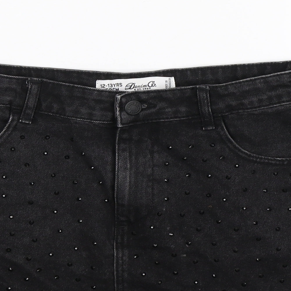 Denim Co Girls Black  Denim Straight & Pencil Skirt Size 12-13 Years