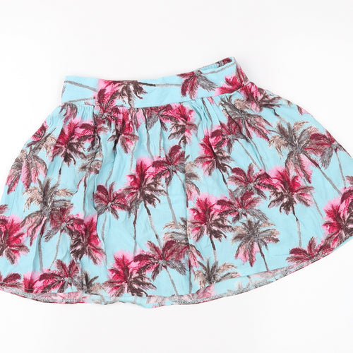 f7f Girls Blue Floral  Pleated Skirt Size 8-9 Years