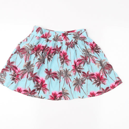 f7f Girls Blue Floral  Pleated Skirt Size 8-9 Years