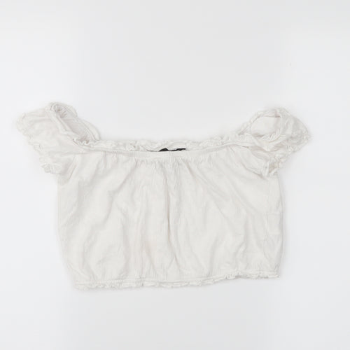 New Look Womens White   Cropped Blouse Size 8