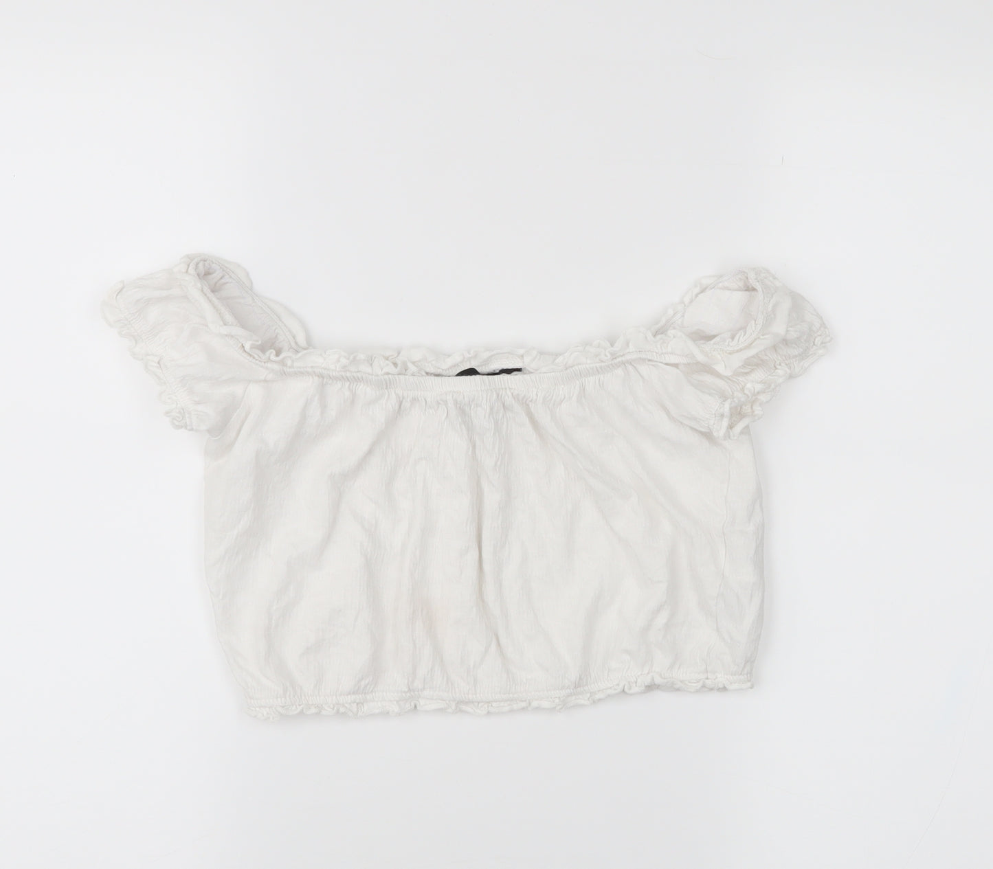 New Look Womens White   Cropped Blouse Size 8