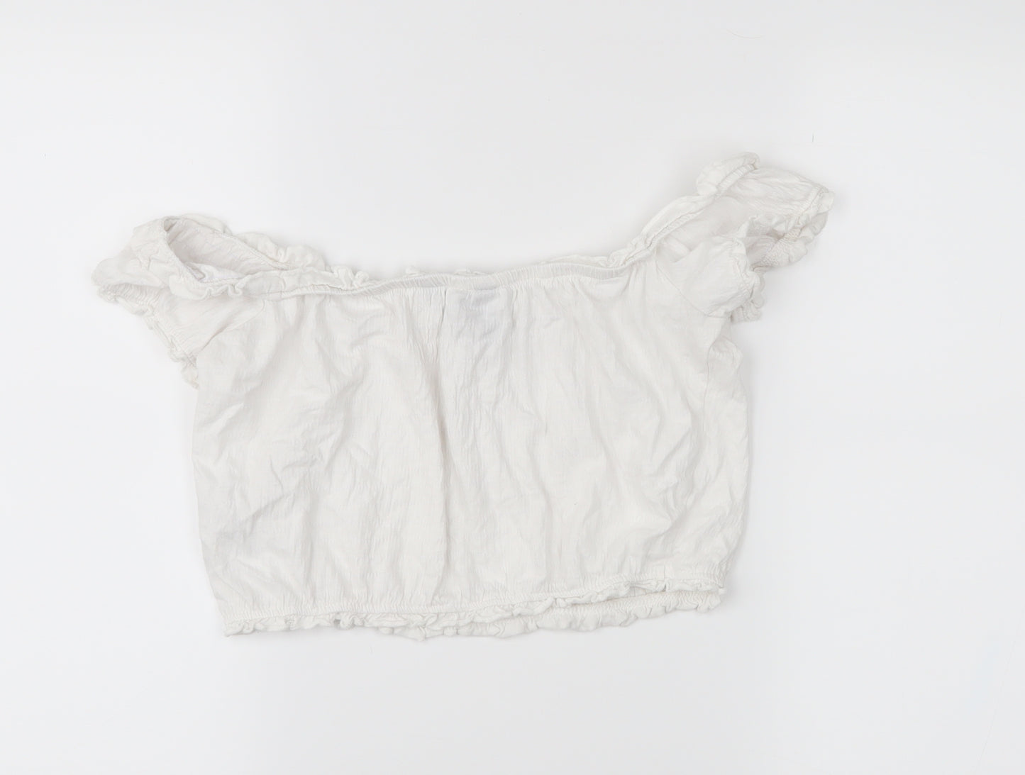New Look Womens White   Cropped Blouse Size 8