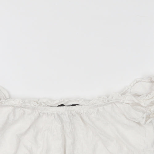 New Look Womens White   Cropped Blouse Size 8