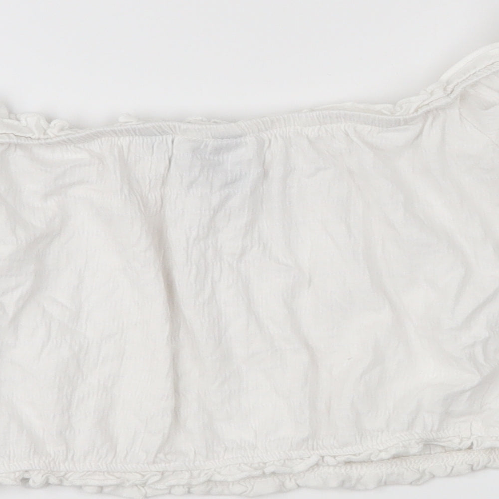 New Look Womens White   Cropped Blouse Size 8