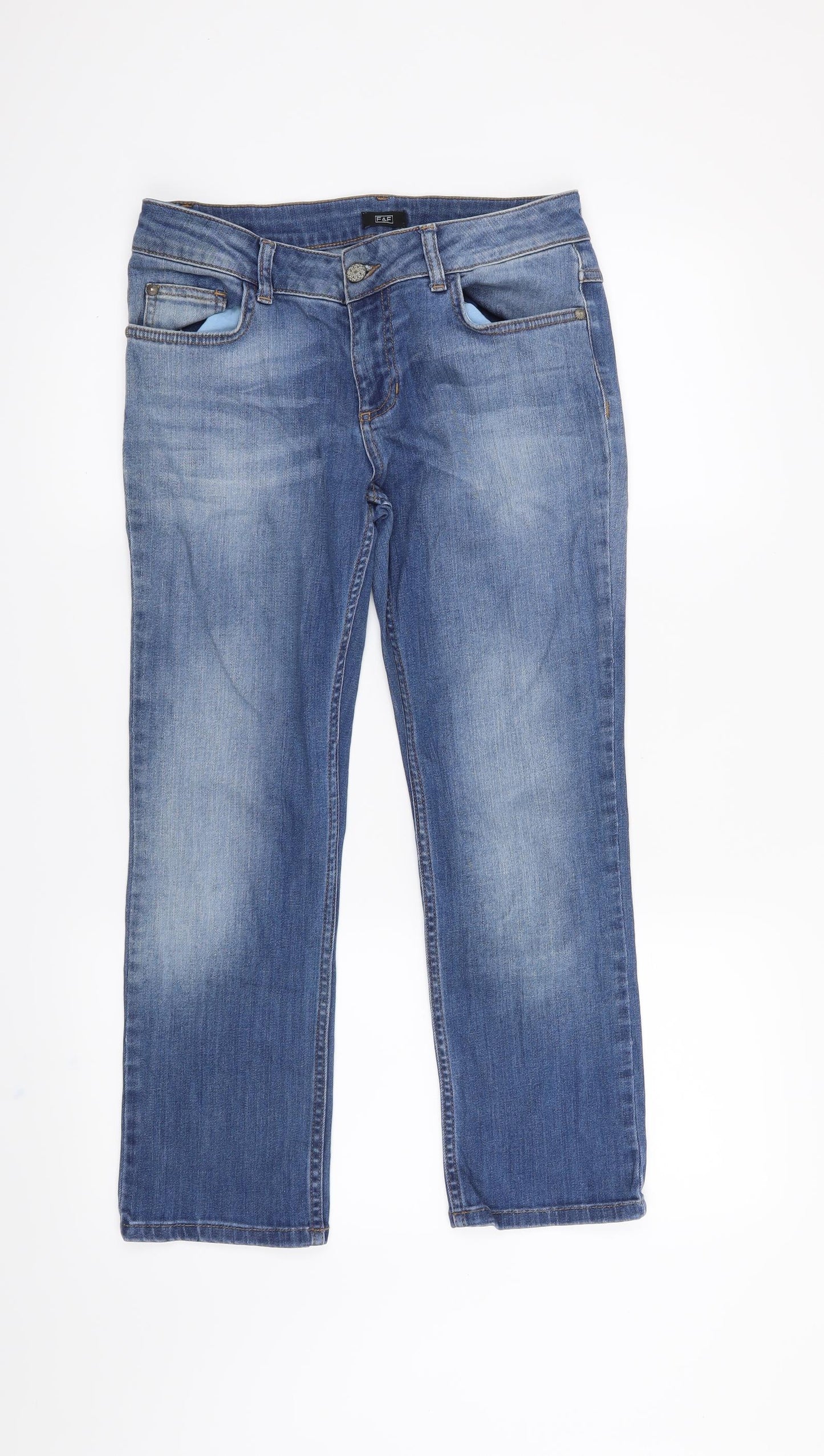 F&F Womens Blue   Cropped Jeans Size 10 L24 in