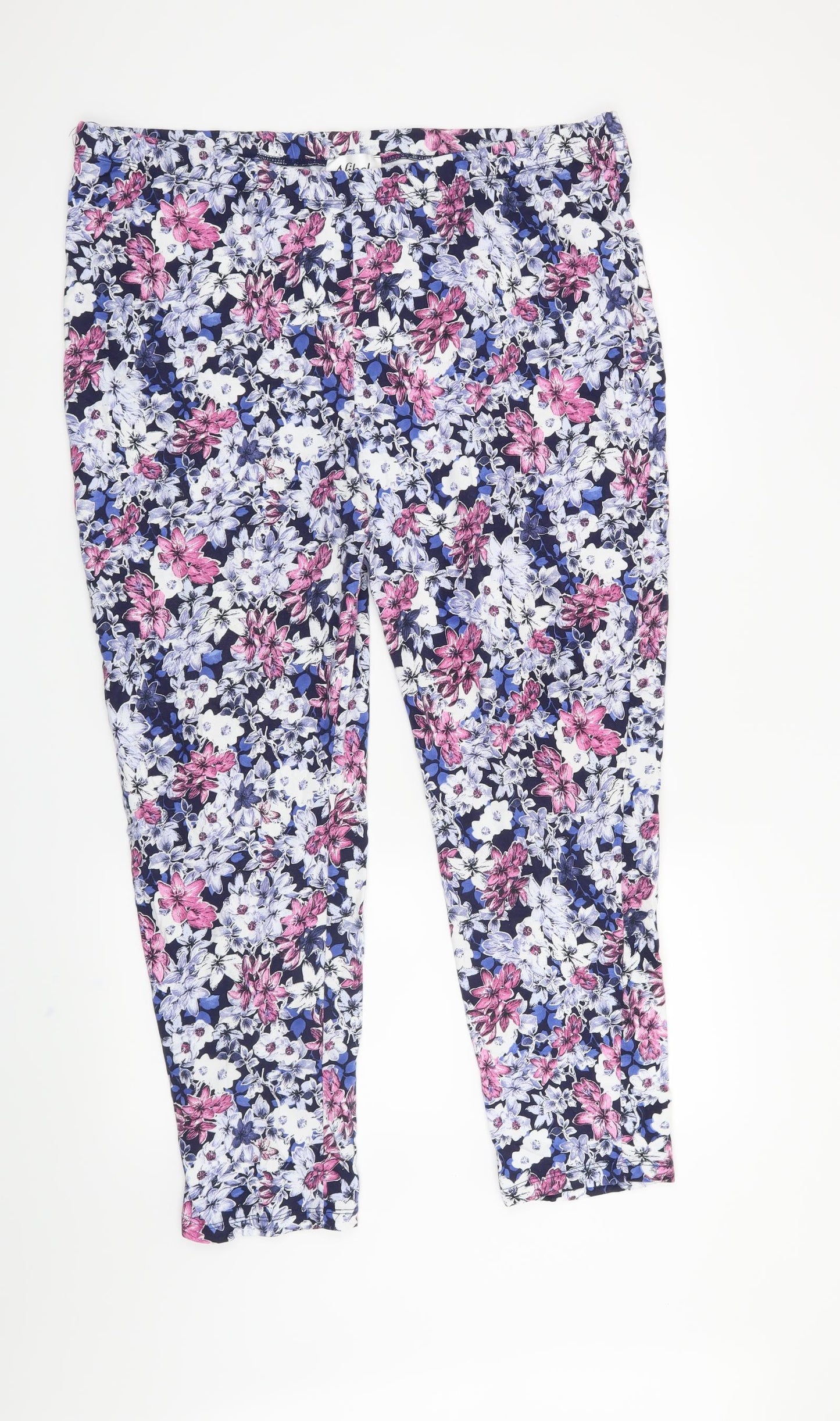 Afibel Womens Blue Floral  Trousers  Size 20 L26 in