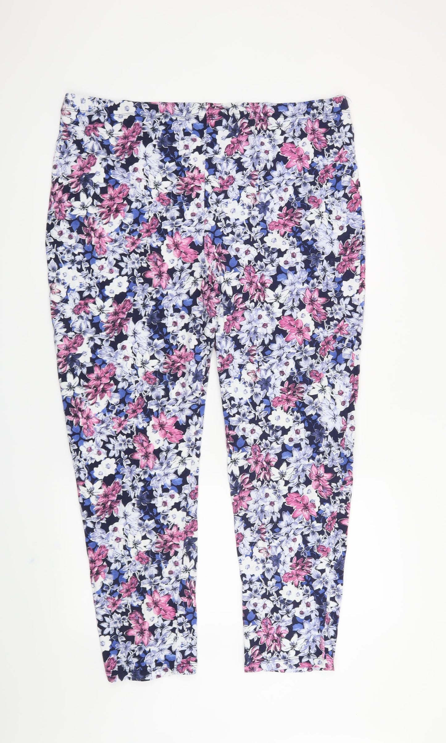 Afibel Womens Blue Floral  Trousers  Size 20 L26 in