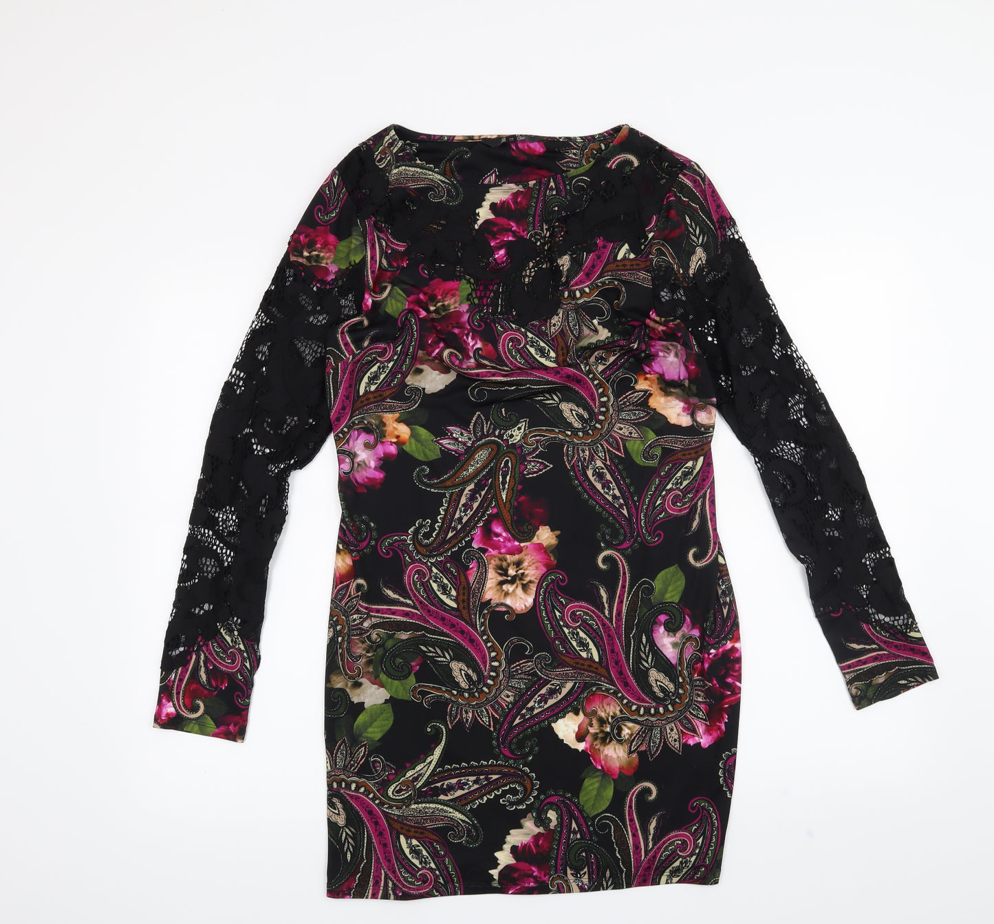 Debenhams Womens Black Paisley  A-Line  Size 12