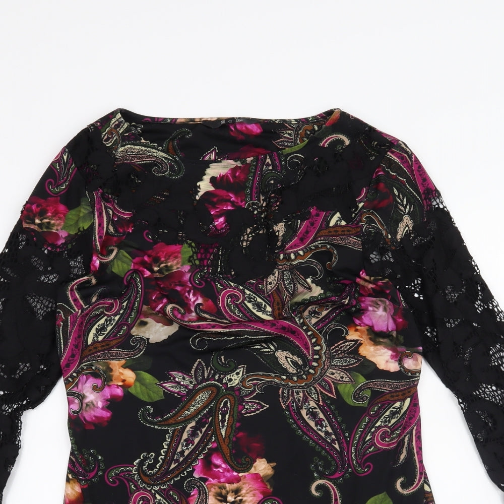 Debenhams Womens Black Paisley  A-Line  Size 12