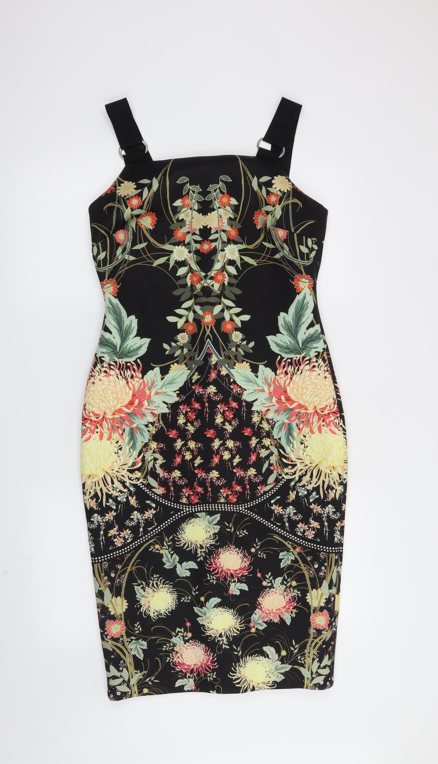 Debenhams Womens Black Floral  Bodycon  Size 12