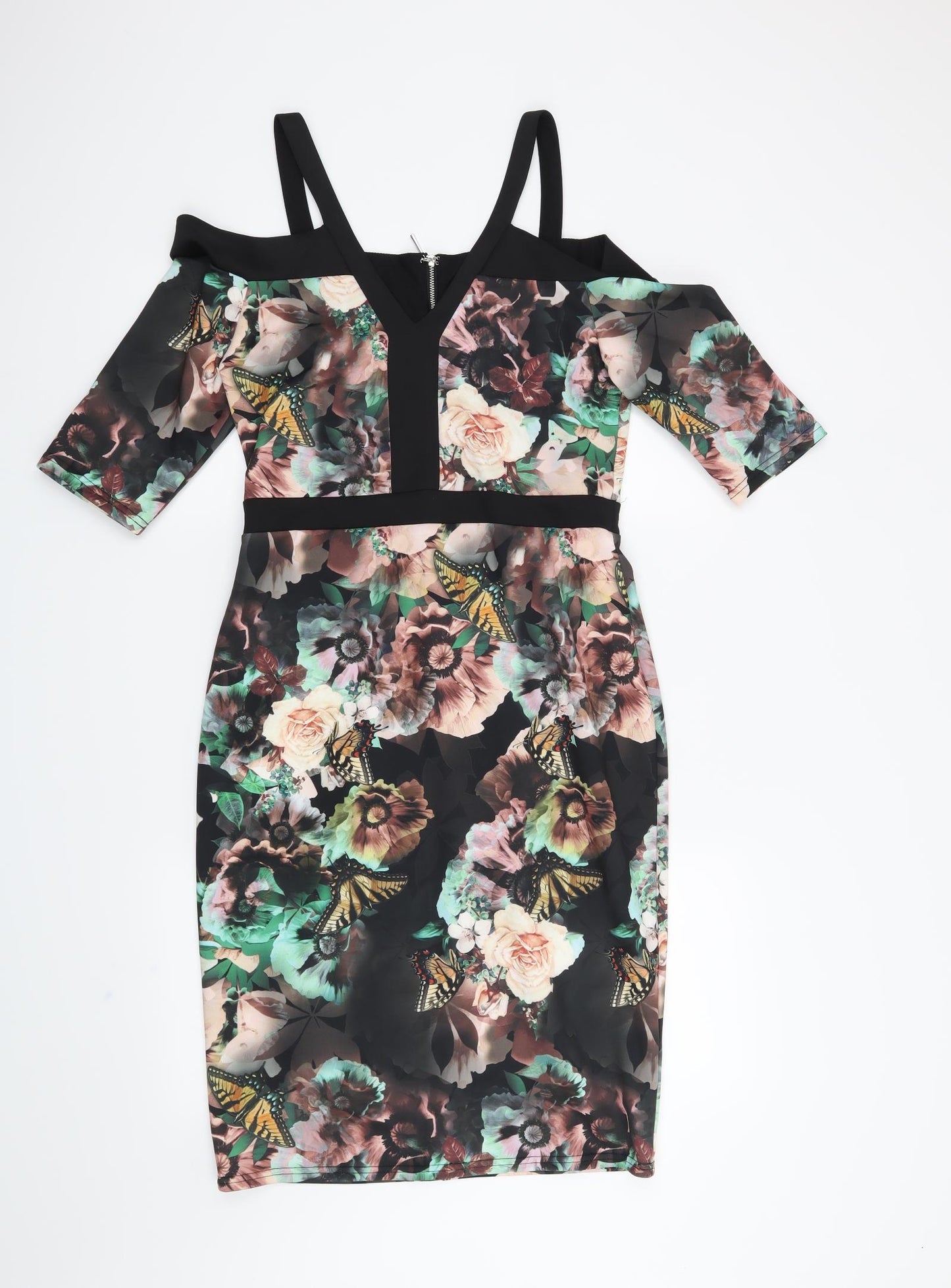 Debenhams Womens Black Floral  Bodycon  Size 12
