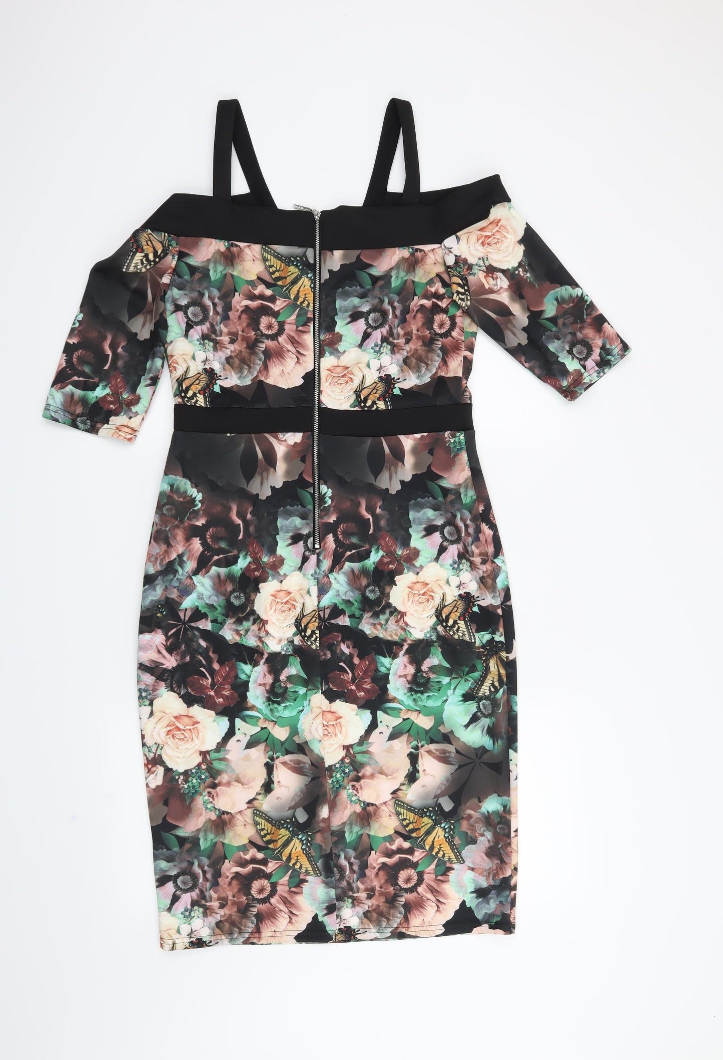 Debenhams Womens Black Floral  Bodycon  Size 12