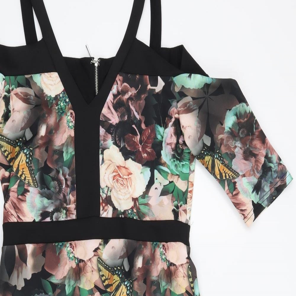 Debenhams Womens Black Floral  Bodycon  Size 12