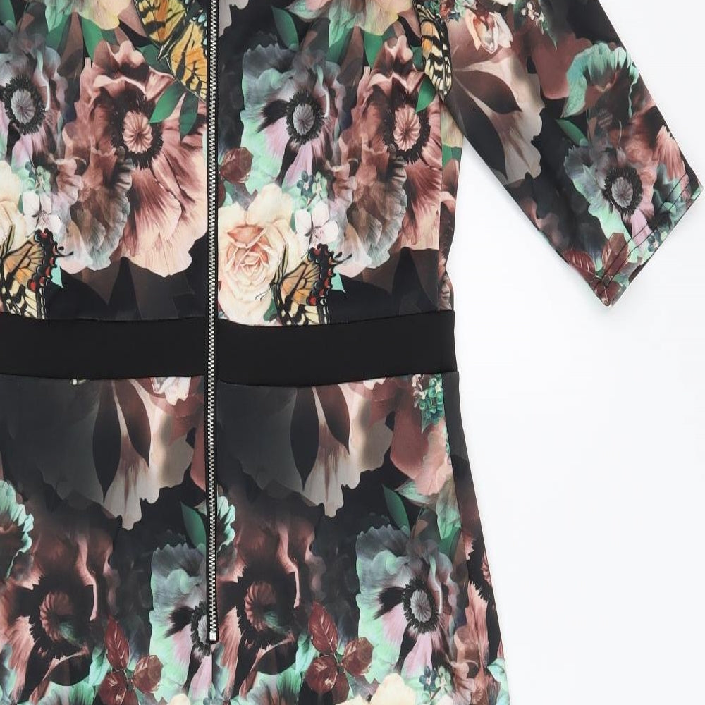 Debenhams Womens Black Floral  Bodycon  Size 12