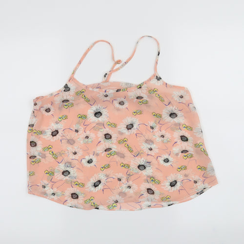Hearts & Bows Womens Pink Floral  Cropped Blouse Size 10