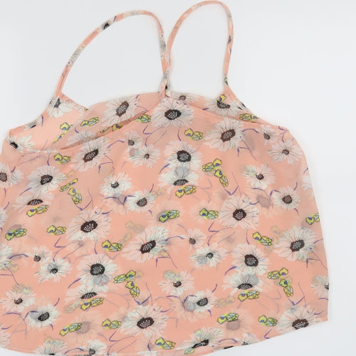 Hearts & Bows Womens Pink Floral  Cropped Blouse Size 10