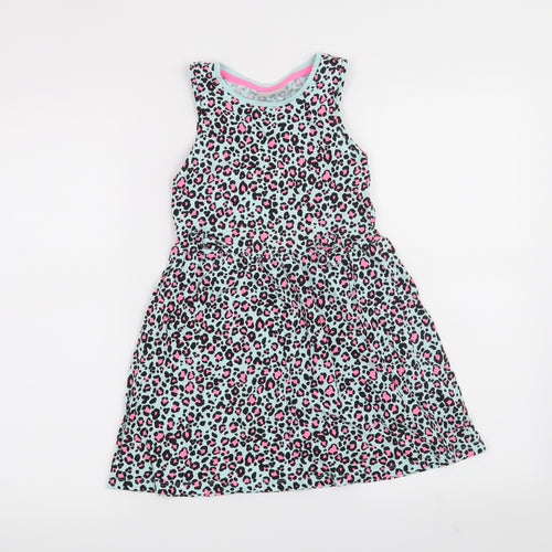 Matalan Girls Blue Animal Print  A-Line  Size 7 Years