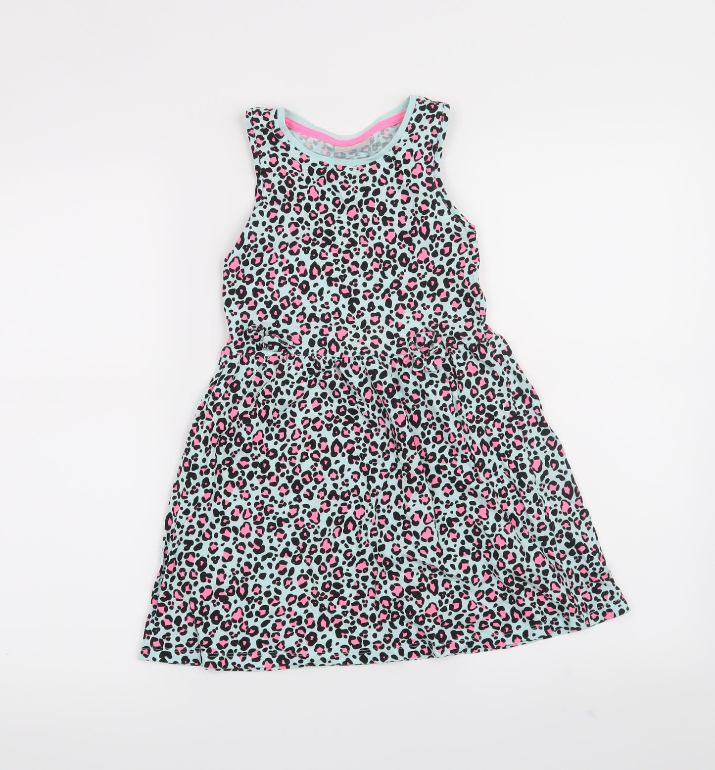 Matalan Girls Blue Animal Print  A-Line  Size 7 Years