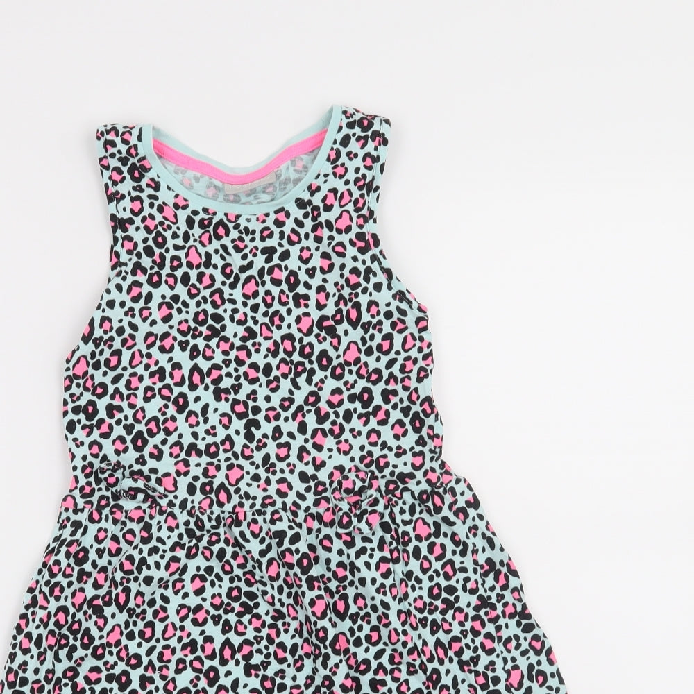 Matalan Girls Blue Animal Print  A-Line  Size 7 Years