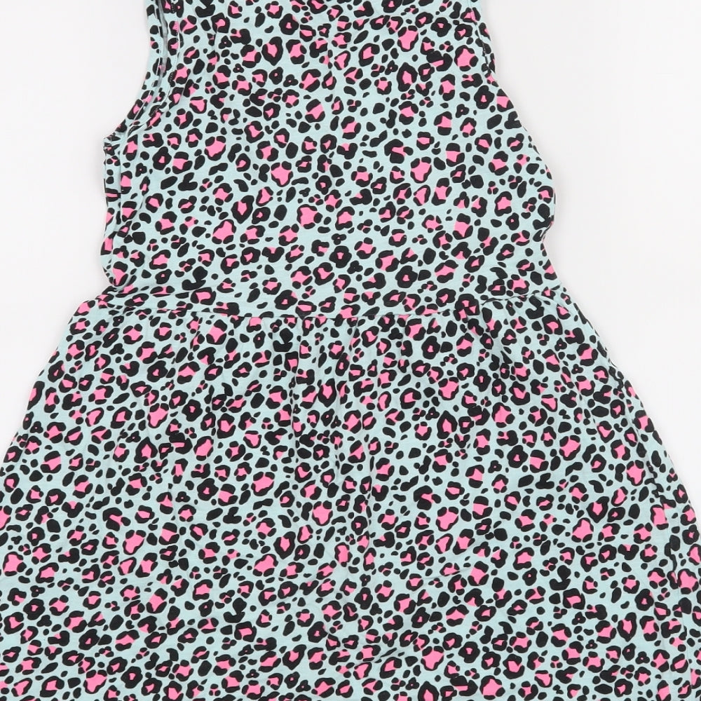 Matalan Girls Blue Animal Print  A-Line  Size 7 Years