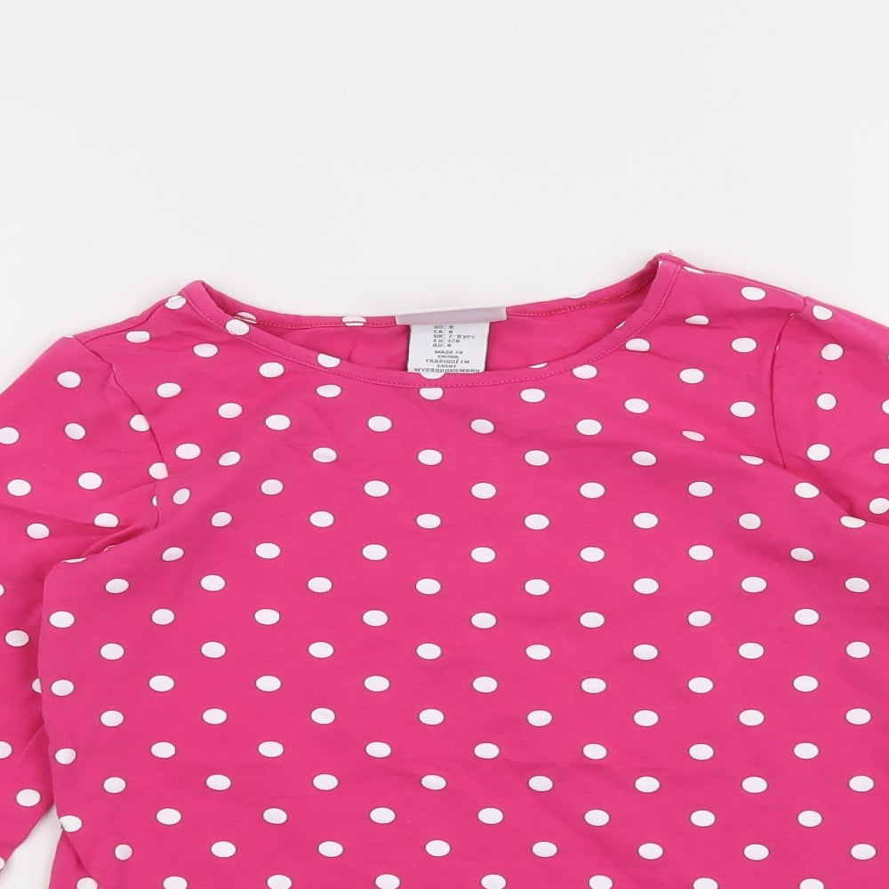 Bopster & Mimi Girls Pink Polka Dot  Basic T-Shirt Size 7-8 Years