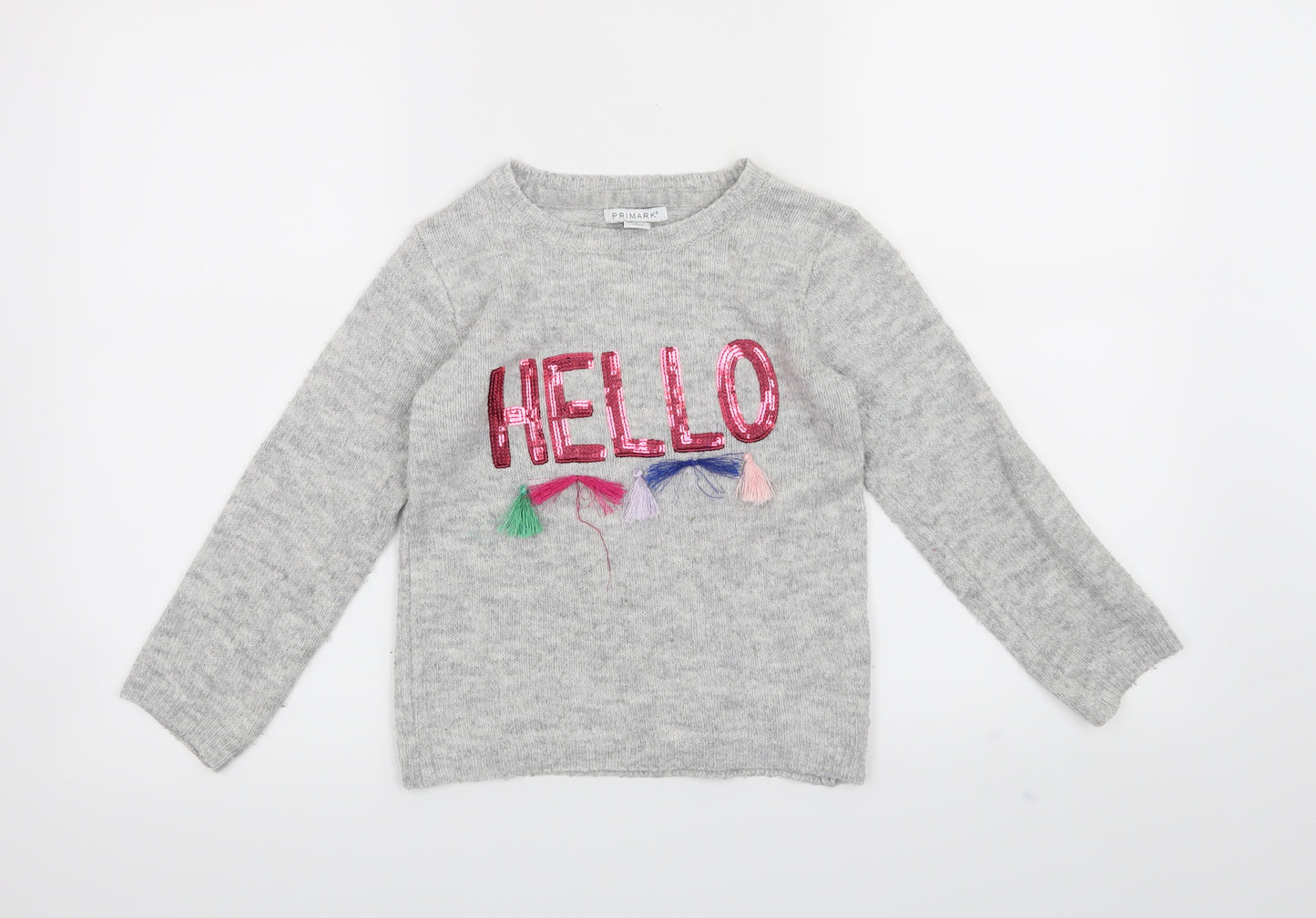 Primark Girls Grey   Pullover Jumper Size 7-8 Years