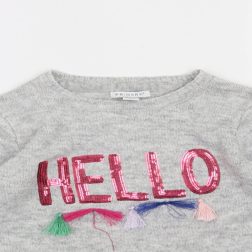 Primark Girls Grey   Pullover Jumper Size 7-8 Years