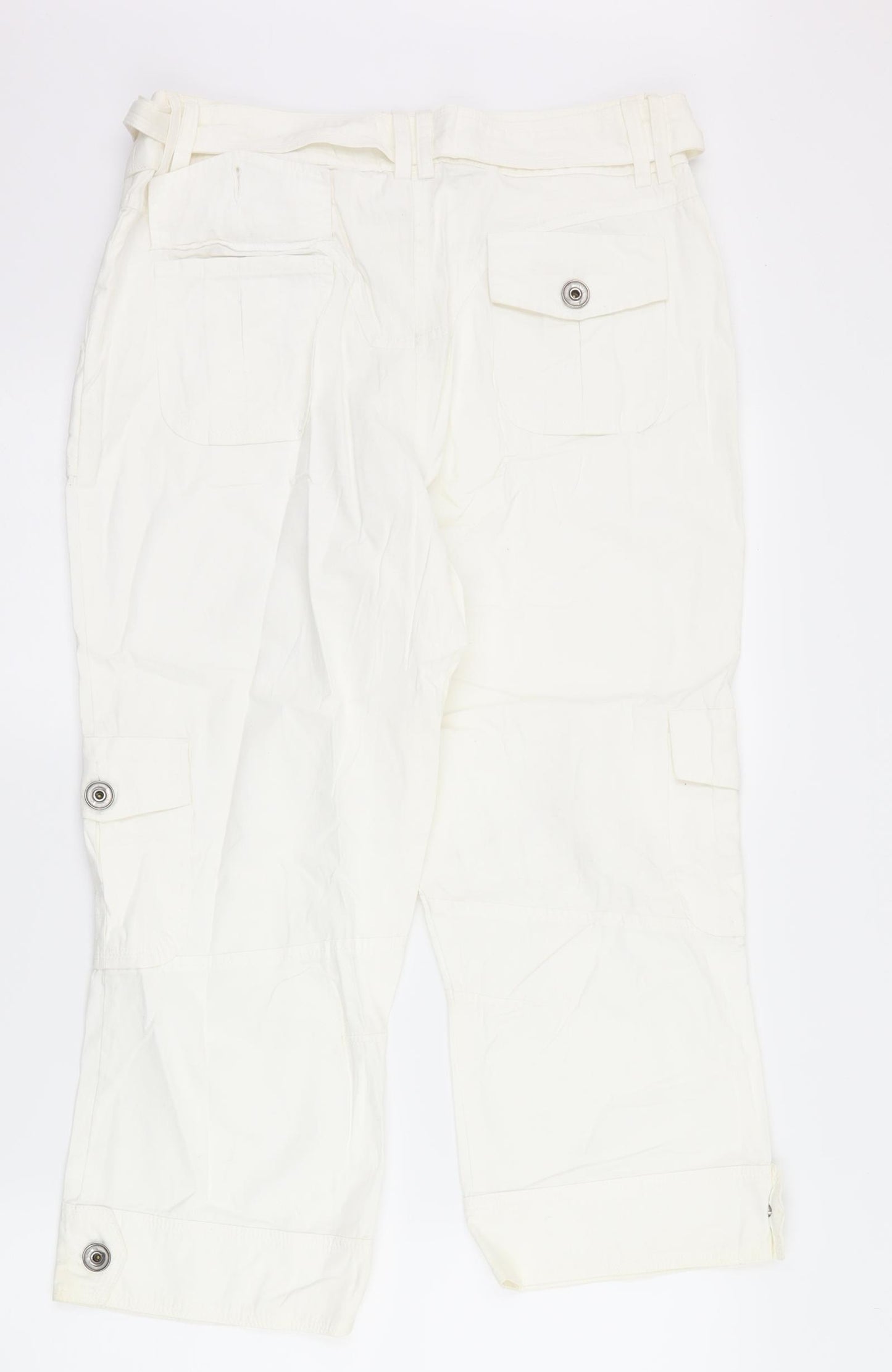 Cotton Womens White   Cargo Trousers Size 12 L22 in