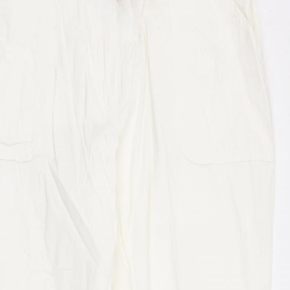 Cotton Womens White   Cargo Trousers Size 12 L22 in