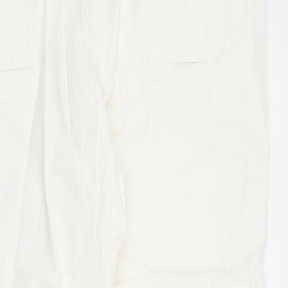 Cotton Womens White   Cargo Trousers Size 12 L22 in
