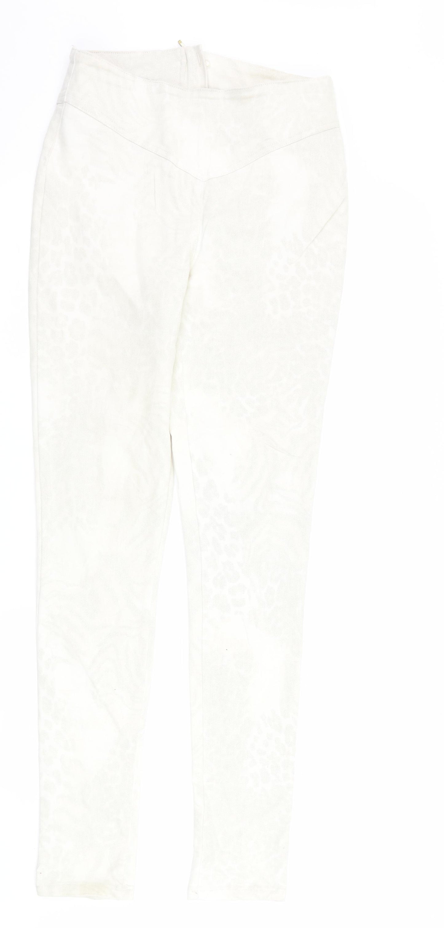 VERO MODA Womens Ivory Animal Print Denim Skinny Jeans Size S L32 in