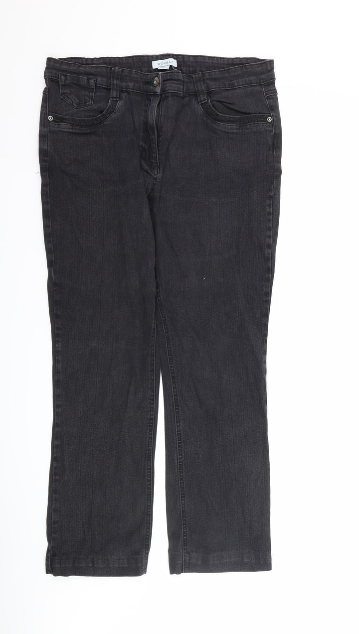 WOMbat Womens Black Denim Straight Jeans Size 14 L27 in