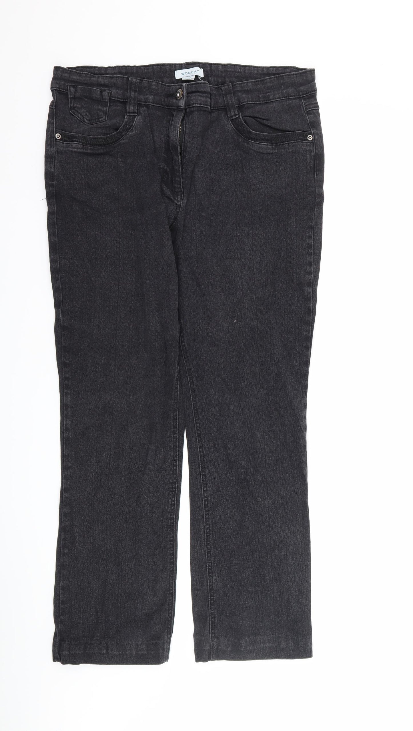 WOMbat Womens Black  Denim Straight Jeans Size 14 L27 in
