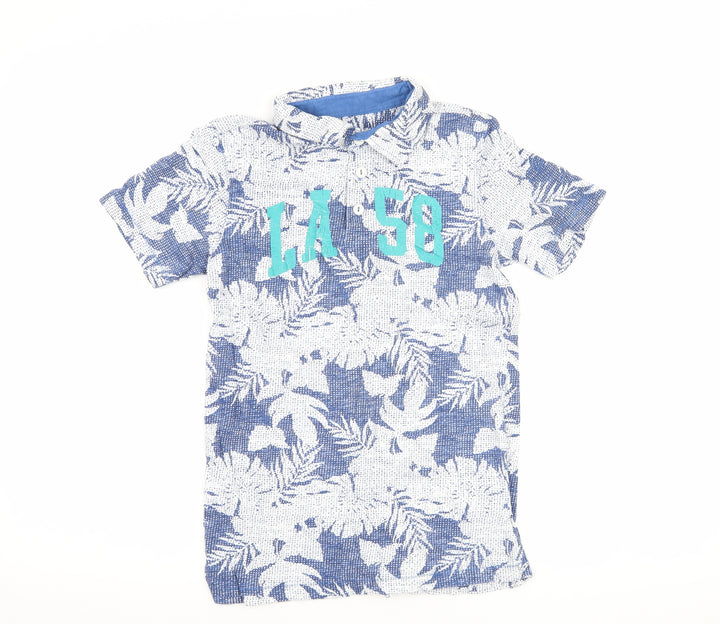 H&M Boys Blue Floral Basic Polo Size 9-10 Years