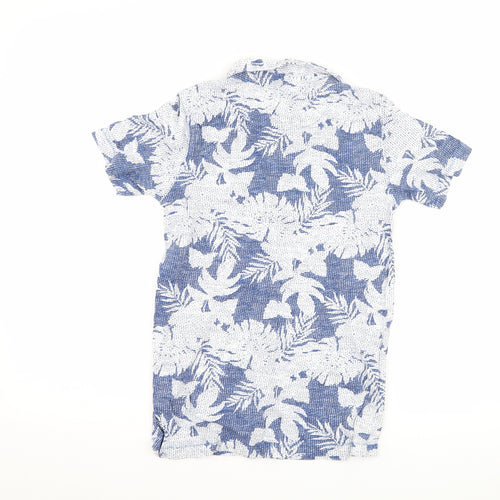 H&M Boys Blue Floral  Basic Polo Size 9-10 Years