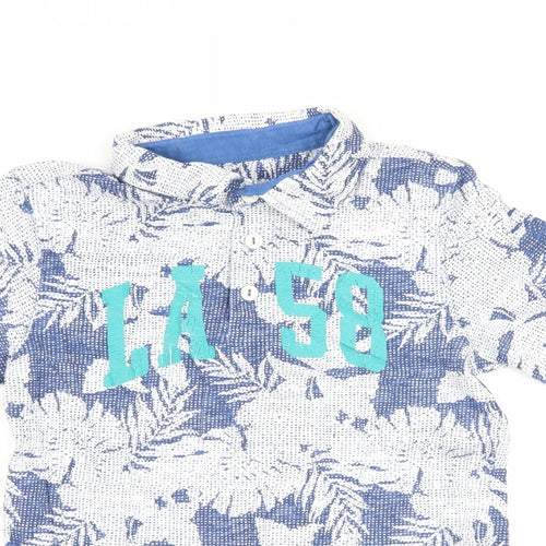 H&M Boys Blue Floral  Basic Polo Size 9-10 Years