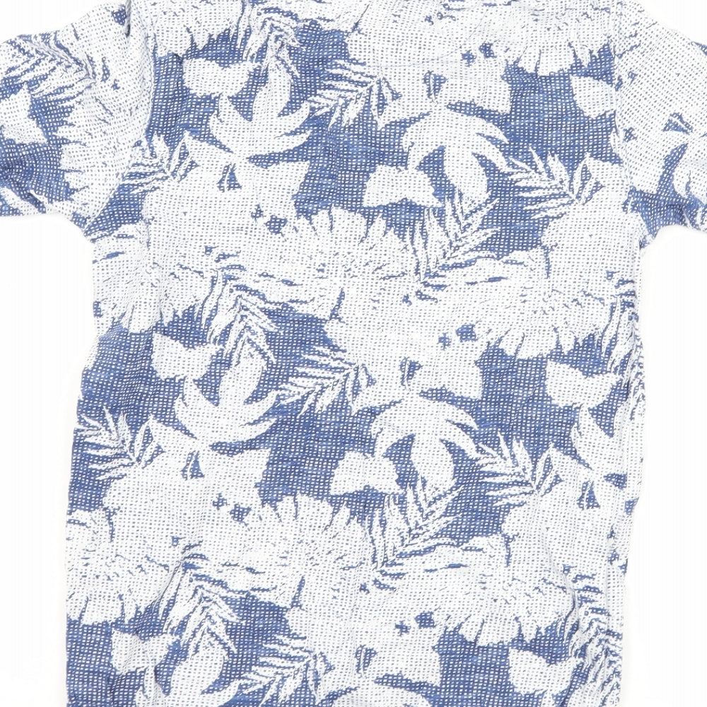 H&M Boys Blue Floral  Basic Polo Size 9-10 Years