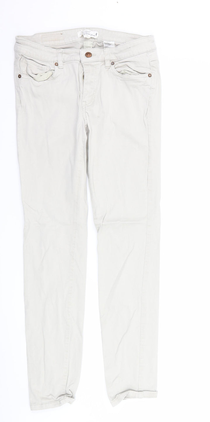 H&M Womens Ivory Trousers Size 12 L29 in