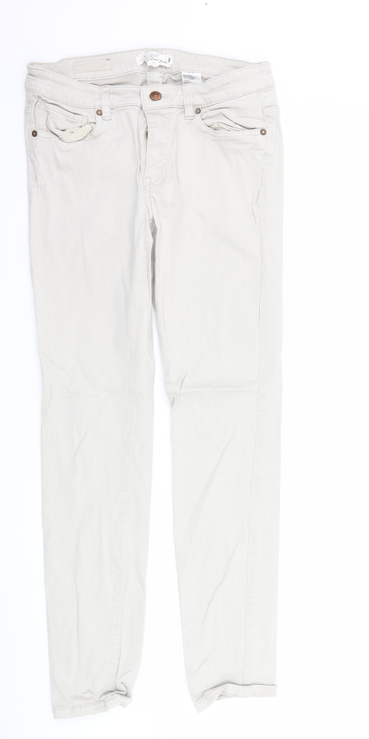 H&M Womens Ivory   Trousers  Size 12 L29 in